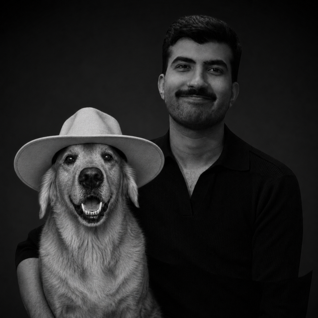 Rishabh and the studio dog